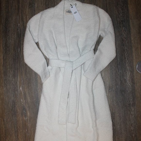 NWT UGG WOMEN'S LENNY LONG SWEATER PLUSH BATH ROBE CREAM - Picture 8 of 8